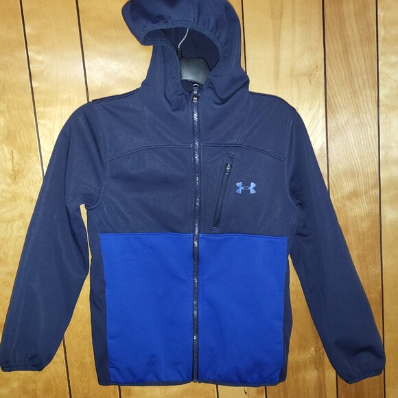 Under Armour Boys Jacket MEDIUM Hooded Full Zip Up multi pockets BLUE Fashion A1 - Picture 6 of 6